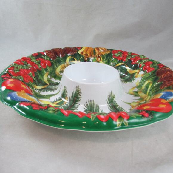 Ullman Holiday Plastic Dishes Chip n Dip Serving Bowl 2 Lot USA Vintage 1990s - Picture 3 of 8